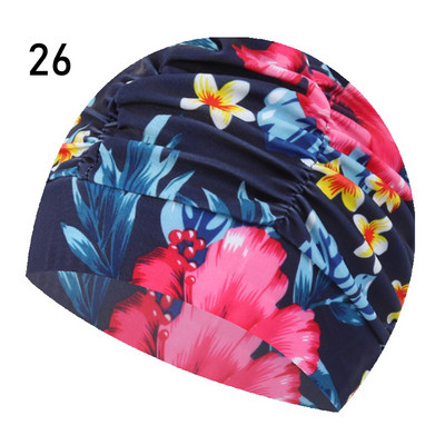 1 buc șapcă de înot imprimată cu flori de modă, păr lung, sport, piscină, pălărie de baie, turban elastic din nailon, accesoriu sportiv pentru bărbați, femei
