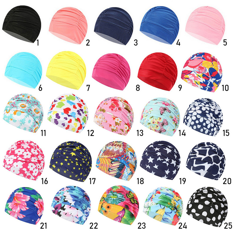 1 buc șapcă de înot imprimată cu flori de modă, păr lung, sport, piscină, pălărie de baie, turban elastic din nailon, accesoriu sportiv pentru bărbați, femei