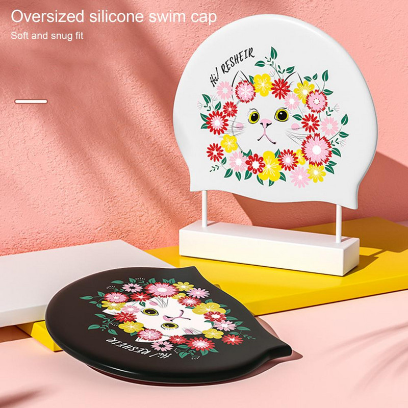 Ujumismüts Natation Large Version Type Täiskasvanutele kaasaskantav kass Printimine Kõrvakaitse Ujumisbasseini müts suveks