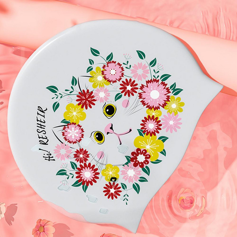 Ujumismüts Natation Large Version Type Täiskasvanutele kaasaskantav kass Printimine Kõrvakaitse Ujumisbasseini müts suveks