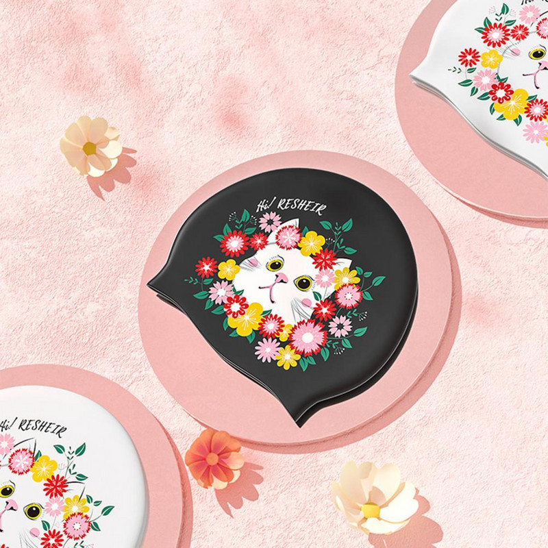 Ujumismüts Natation Large Version Type Täiskasvanutele kaasaskantav kass Printimine Kõrvakaitse Ujumisbasseini müts suveks