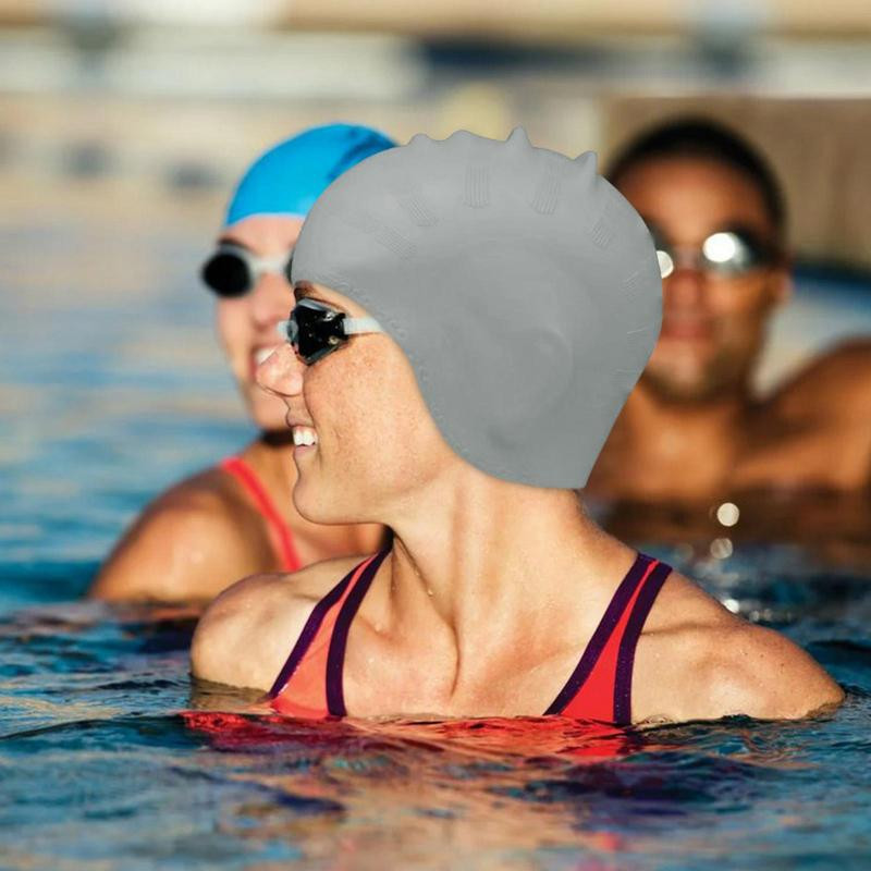 Εξαιρετικά μεγάλα σκουφάκια κολύμβησης σιλικόνης για πλεξούδα μακριά μαλλιά Αδιάβροχο Γυναίκες Άντρες Γυναίκες Αφρικανοί υπερμεγέθη τεράστιοι