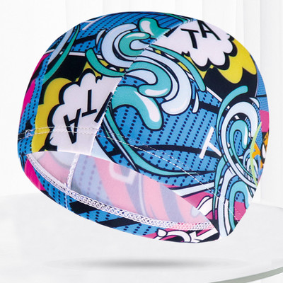 Mitmevärvilised prindid Meeste Naiste Kangast Ujumismüts Ujumisbassein Veesport Suplus Elastne Nailonist Mütsid Müts Turban täiskasvanutele Unisex