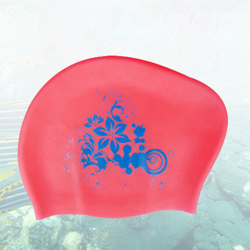 Λουλούδι Σκουπάκι κολύμβησης σιλικόνης για μακριά μαλλιά Γυναικεία αδιάβροχη κουκούλα κατάδυσης Καπέλο ελαστική προστασία αυτιών Αθλητικά καλύμματα κεφαλής ενηλίκων