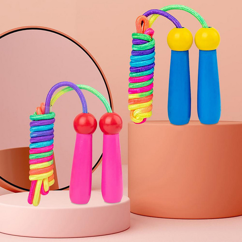 Χρήσιμο σχοινάκι γυμναστικής Απώλεια βάρους Rainbow ριγέ εκτύπωση Σχοινάκι άλματος παιδιών σχοινάκι