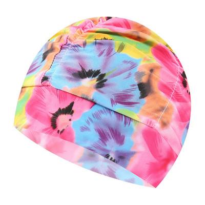 Ujumismüts naiste unisex tüdrukute pikkade juustega vannimüts Ujumismüts Stretch Drape vaba suurusega bassein Sport elastne nailon turban