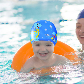 Παιδικό σκουφάκι κολύμβησης Καπέλα κολύμβησης σιλικόνης Κινούμενα σχέδια Καπέλα μπάνιου Εργονομικά σκουφάκια κολύμβησης Ελαστική πισίνα για παιδιά κορίτσια Αγόρια Νεανικά