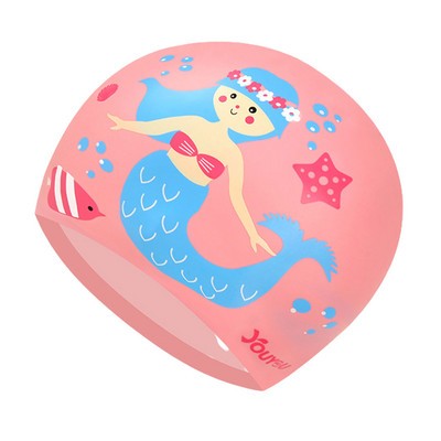 Laste ujumismüts Silikoonist ujumismütsid Multifilmid ujumismütsid Ergonoomilised ujumismütsid Elastsed bassein lastele Tüdrukud poisid Noored