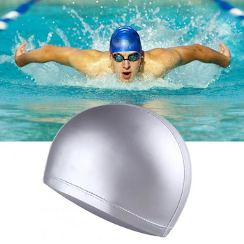 Шапка за плуване Високоеластична, едноцветна, нехлъзгаща се конструкция Защита на ушите от изкуствена кожа Шапка за басейн Шапки за плуване Шапки за жени
