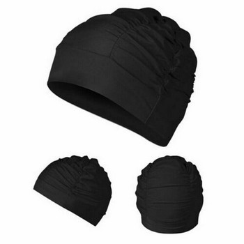 1 ΤΕΜ. Ελαστικό αδιάβροχο ύφασμα PU Protect Ears Long Hair Sports Καπέλο πισίνας Καπέλο κολύμβησης ελεύθερο μέγεθος για άνδρες Γυναίκες Ενήλικες Καπέλα