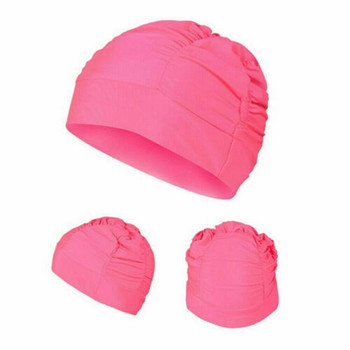 1 ΤΕΜ. Ελαστικό αδιάβροχο ύφασμα PU Protect Ears Long Hair Sports Καπέλο πισίνας Καπέλο κολύμβησης ελεύθερο μέγεθος για άνδρες Γυναίκες Ενήλικες Καπέλα