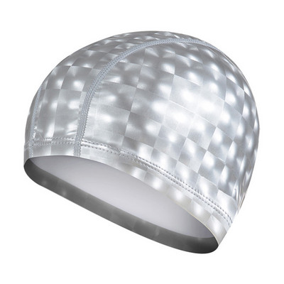 Άνδρες Γυναικείες Ελεύθερο μέγεθος Ελαστικό αδιάβροχο PU ύφασμα σκουφάκι κολύμβησης Προστασία αυτιών μακριά μαλλιά Αθλητικό καπέλο πισίνας Καπέλο κολύμβησης