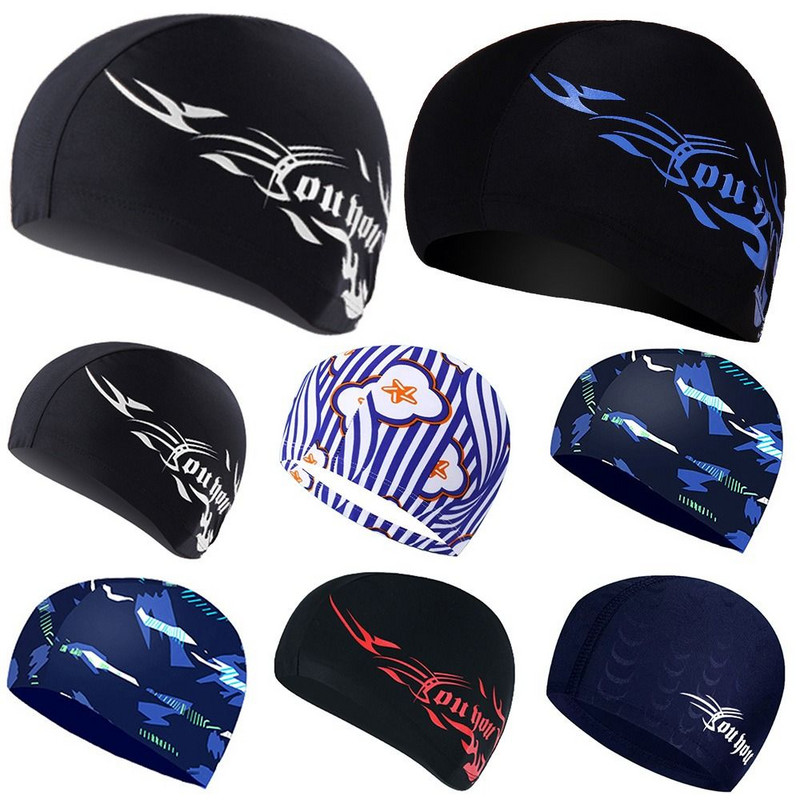 Uued meeste naiste elastsed nailonist ujumismütsid Kõrvakaitsed, pikkade juustega ujumismütsid, basseini kuum müük Üliõhukesed ujumismütsid Spordirõivad