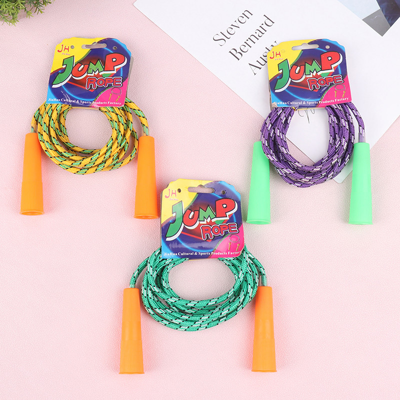 1 X plastikinė rankena šokinėjimo virvė, audinys, pintas šokinėjimo virvė, sporto ir kūno rengybos mokyklos moksleivių daugialypė šuolio virvė atsitiktinių spalvų