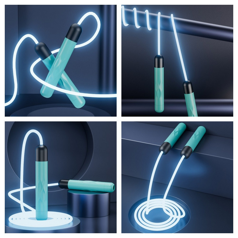 Coarda de săritură portabilă, strălucitoare, fitness, reglabilă, pentru exerciții de noapte, cu LED-uri, frânghii de săritură, iluminare pentru exterior, echipament sportiv de antrenament
