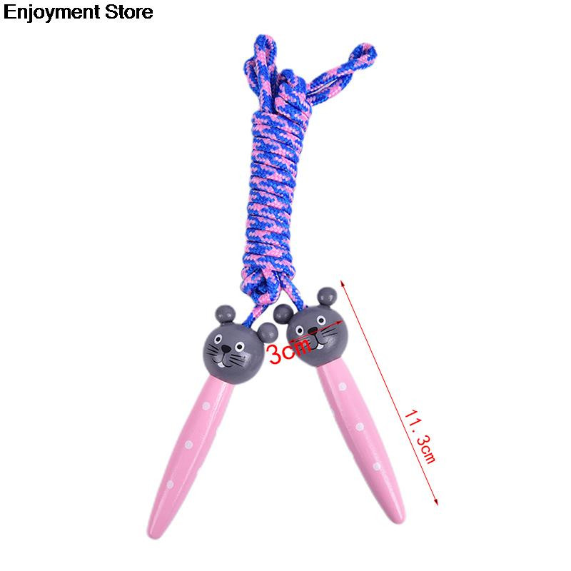 JULYHOT Vaikams šokinėjimo virvės medinės rankenos Sportinis kultūrizmas, fitnesas Puikus animacinis filmukas šokinėjimo virvės medinė rankena