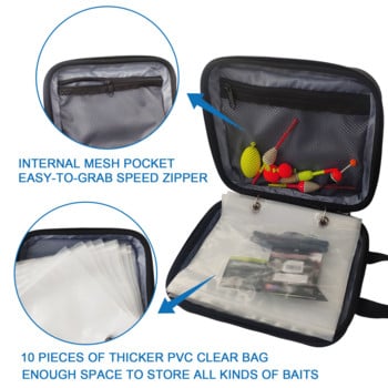 Мека чанта за свързване на риболовни принадлежности Мека чанта за свързване на примамки Организирано съхранение Устойчива на солена вода чанта за съхранение на риболовни принадлежности 8,5x8,5x1,1 инча