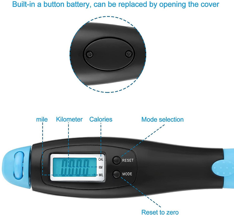Coarda de sarit electronica, Coarda de sarit pentru fitness, Coarda de sarit cu contor de calorii, Coarda de sarit fara fir cu lungime reglabila 