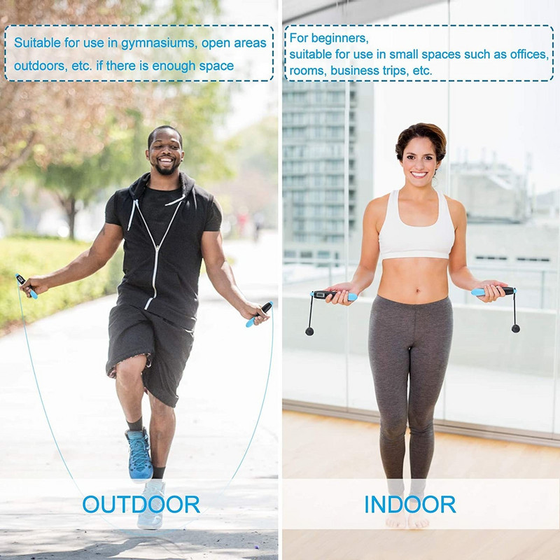 Coarda de sarit electronica, Coarda de sarit pentru fitness, Coarda de sarit cu contor de calorii, Coarda de sarit fara fir cu lungime reglabila 