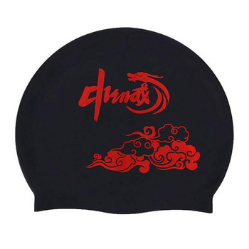 Силиконови шапки за плуване за възрастни Мъже Жени Шапка за плуване в китайски стил за дълга гъста къдрава коса Плитки Меки шапки за плуване