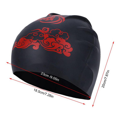 Șepci de înot din silicon pentru adulți, bărbați, femei, pălărie de înot în stil chinezesc, pentru împletituri de păr lung și gros, șepci moi de înot