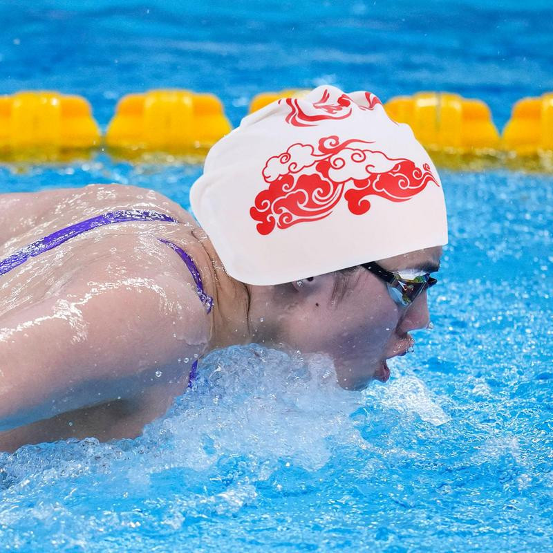 Șepci de înot din silicon pentru adulți, bărbați, femei, pălărie de înot în stil chinezesc, pentru împletituri de păr lung și gros, șepci moi de înot
