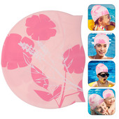 Prinditud ujumismüts naistele praktiline suplemine teleskoop silikageeli silikoon meestele ja naistele