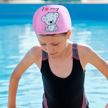 Деца Деца Сладък анимационен еластичен плат Шапка за плуване Басейн Спорт Защита на ушите Шапка Шапки за плуване Шапки за момчета Момичета