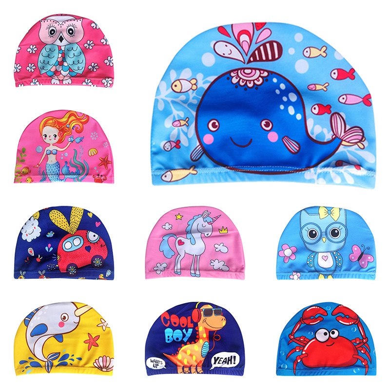 Djeca, slatka kapa za plivanje od elastične tkanine iz crtića, bazen, sportska zaštita za uši, šešir, šeširi za kupanje, kape za dječake i djevojčice