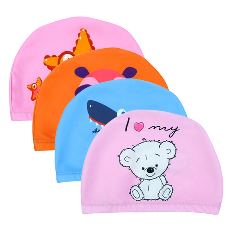 Djeca, slatka kapa za plivanje od elastične tkanine iz crtića, bazen, sportska zaštita za uši, šešir, šeširi za kupanje, kape za dječake i djevojčice