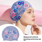 Pălărie de înot, silicon anti-alunecare, pălărie pentru piscină, design cu imprimare, pălărie de protecție a urechilor, șepci sport pentru înot pentru femei
