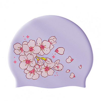 Pălărie de înot, silicon anti-alunecare, pălărie pentru piscină, design cu imprimare, pălărie de protecție a urechilor, șepci sport pentru înot pentru femei