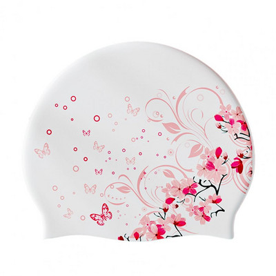 Pălărie de înot, silicon anti-alunecare, pălărie pentru piscină, design cu imprimare, pălărie de protecție a urechilor, șepci sport pentru înot pentru femei