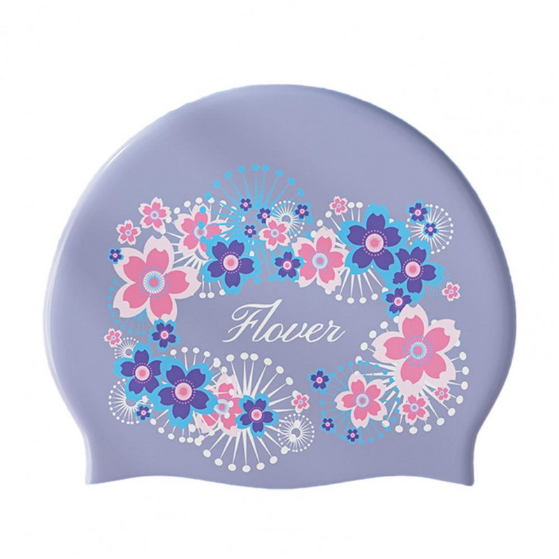 Pălărie de înot, silicon anti-alunecare, pălărie pentru piscină, design cu imprimare, pălărie de protecție a urechilor, șepci sport pentru înot pentru femei