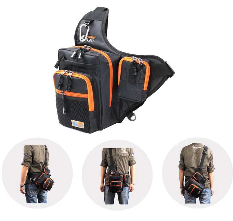 Geantă de pescuit iLure Pânză Mulinetă de pescuit la crap Sacul de momeală Verde/Portocaliu/Negru 32*39*12CM Geantă multifuncțională de pescuit impermeabilă