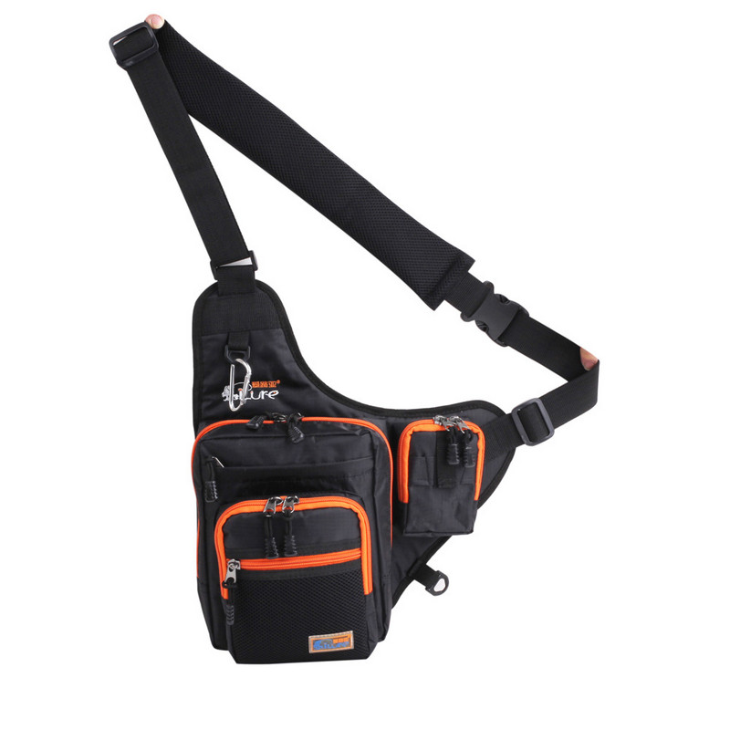 Geantă de pescuit iLure Pânză Mulinetă de pescuit la crap Sacul de momeală Verde/Portocaliu/Negru 32*39*12CM Geantă multifuncțională de pescuit impermeabilă