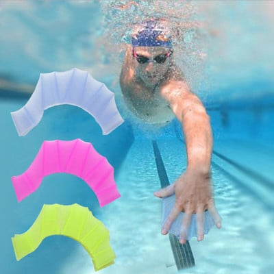 Мъже Жени Дете Половин пръст Силиконови плавници Плувен басейн Спортно обучение Ръкавици с ремъци Ръкавици Пласти Гребла Оборудване