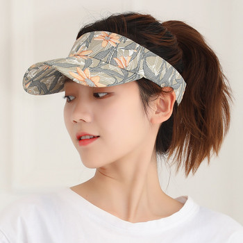 Καλοκαιρινά καπέλα αντηλιακής εκτύπωσης Γυναικεία αντηλιακά αναπνεύσιμα καπέλα γκολφ για τρέξιμο με ρυθμιζόμενο καπέλο προσωπίδα Αντιηλιακό καπέλο για υπαίθριες δραστηριότητες