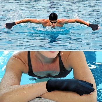 1 ζευγάρι γάντια κολύμβησης Aquatic Fitness Water Resistance Aqua Fit Paddle Training Fingerless Gloves THJ99