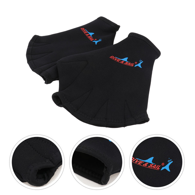 1 par rukavica za plivanje Webbed Aquatic Fit Traning Gloves Paddles Diving Hand Web (crno)