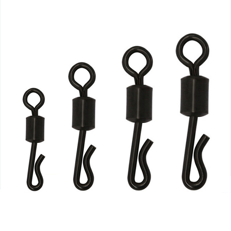 25db/tétel Nagy, hosszú testű Q-alakú csapágy forgatható és pattintható horgászcsatlakozó Gyors csere forgatható horgászfelszerelés tartozékok