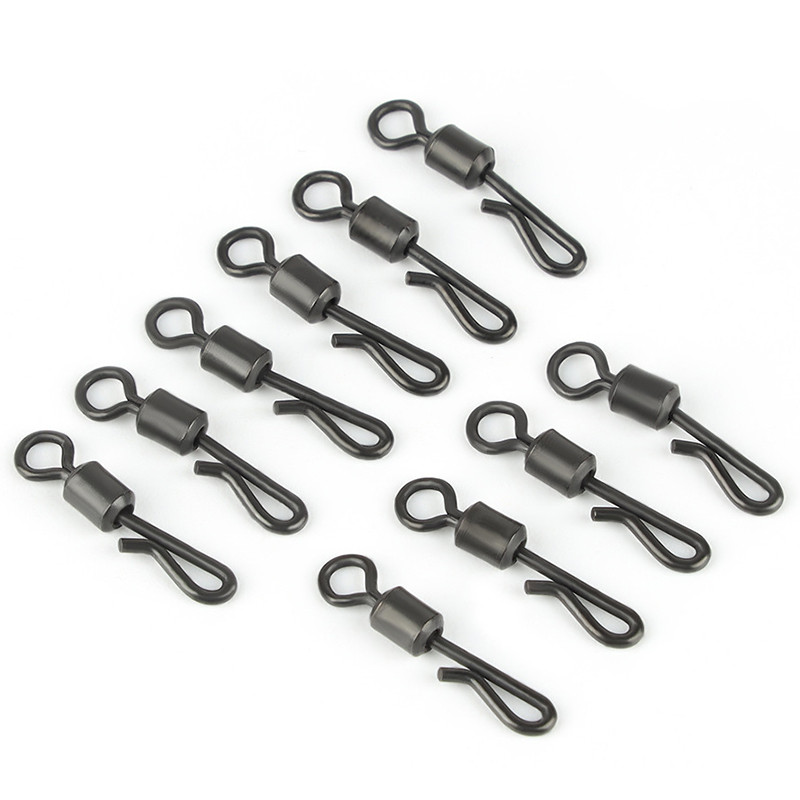 25db/tétel Nagy, hosszú testű Q-alakú csapágy forgatható és pattintható horgászcsatlakozó Gyors csere forgatható horgászfelszerelés tartozékok