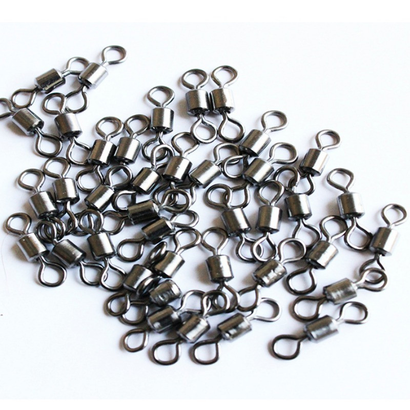 50/100 tk püügikonnektor 8 kujuga pöörlevad õngekonksud õngenööri ühendused roostevabast terasest kuullaagritega praktilised tugevad rõngad