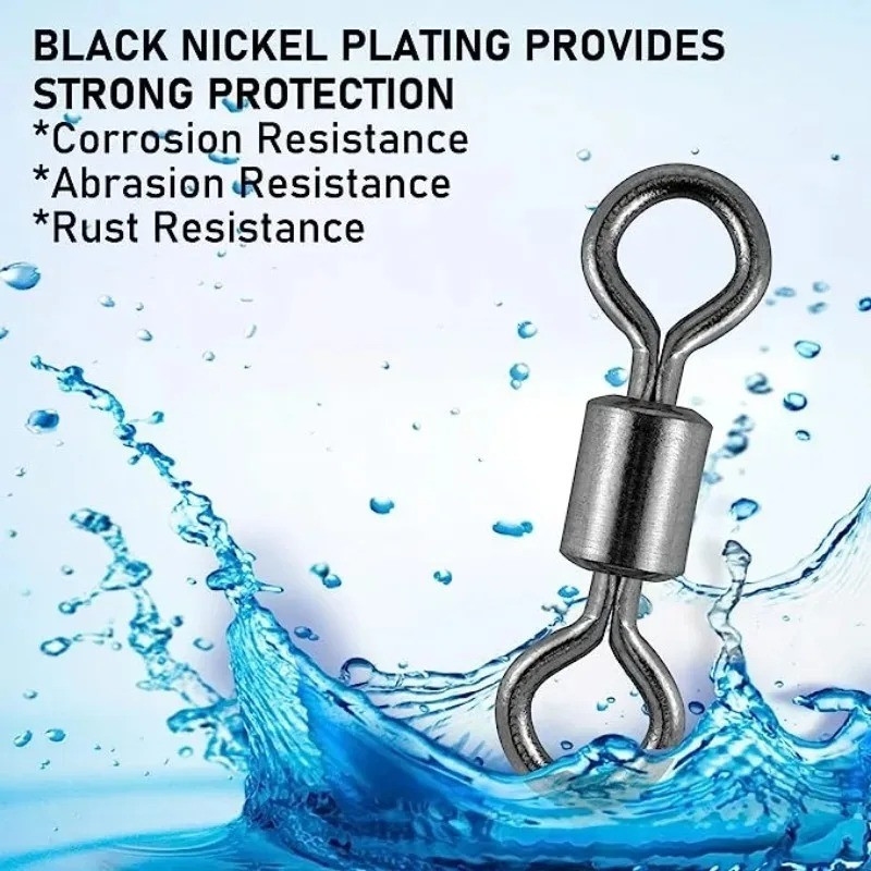 50/100 tk püügikonnektor 8 kujuga pöörlevad õngekonksud õngenööri ühendused roostevabast terasest kuullaagritega praktilised tugevad rõngad