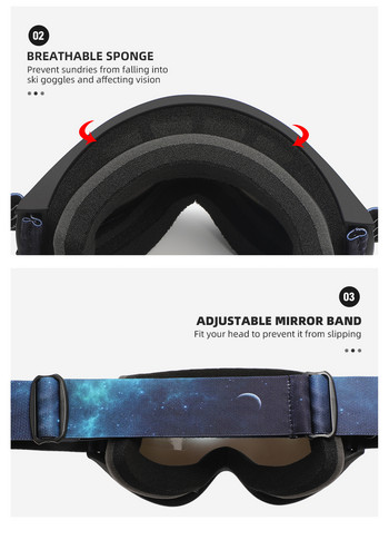 Γυαλιά σκι Αντιανεμικά γυαλιά μοτοσικλέτας ποδηλασίας Γυαλιά χειμερινού κατά της ομίχλης Γυαλιά Snowboard Μάσκα σκι Tactical Goggle γυαλιά ηλίου