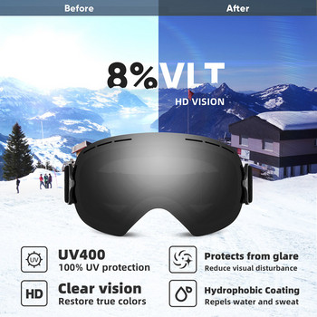 JSJM Νέα γυαλιά σκι διπλής στρώσης κατά της ομίχλης Μεγάλα γυαλιά σκι ανδρικά γυναικεία χειμερινά αντιανεμικά προστατευτικά γυαλιά για σκι Snowboard