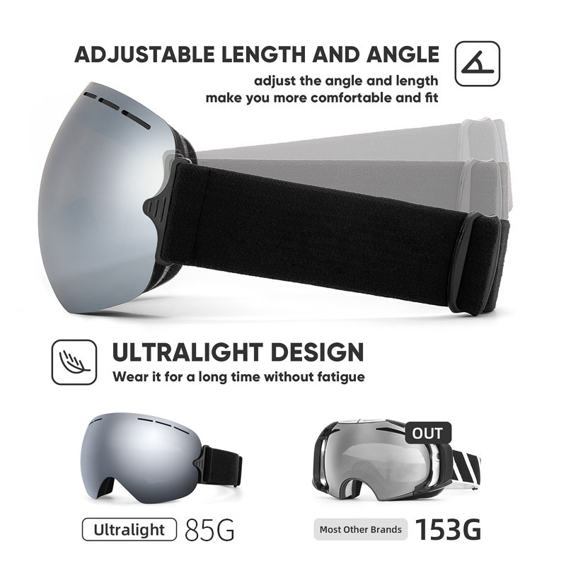 JSJM Νέα γυαλιά σκι διπλής στρώσης κατά της ομίχλης Μεγάλα γυαλιά σκι ανδρικά γυναικεία χειμερινά αντιανεμικά προστατευτικά γυαλιά για σκι Snowboard