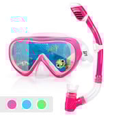 Σετ πανοραμικής μάσκας με αναπνευστήρα για παιδιά, μάσκα κατά της ομίχλης, νεανική μάσκα κατάδυσης, σκληρυμένα γυαλιά, μάσκα κολύμβησης, ξηρή κορυφή αναπνευστήρα για παιδιά
