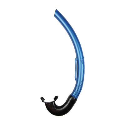 Eesmine keskele kinnitatav ujumissnorkel mugava huuliku ja reguleeritava pearihmaga veealuse hingamissüsteemiga