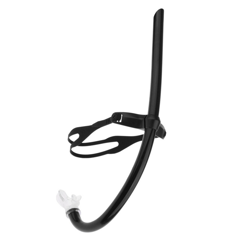 Eesmine keskele kinnitatav ujumissnorkel mugava huuliku ja reguleeritava pearihmaga veealuse hingamissüsteemiga